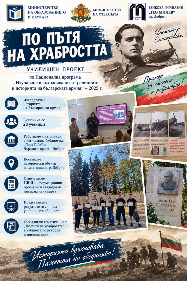 Училищен проект по национална програма.                             “ По пътя на храбростта . „
